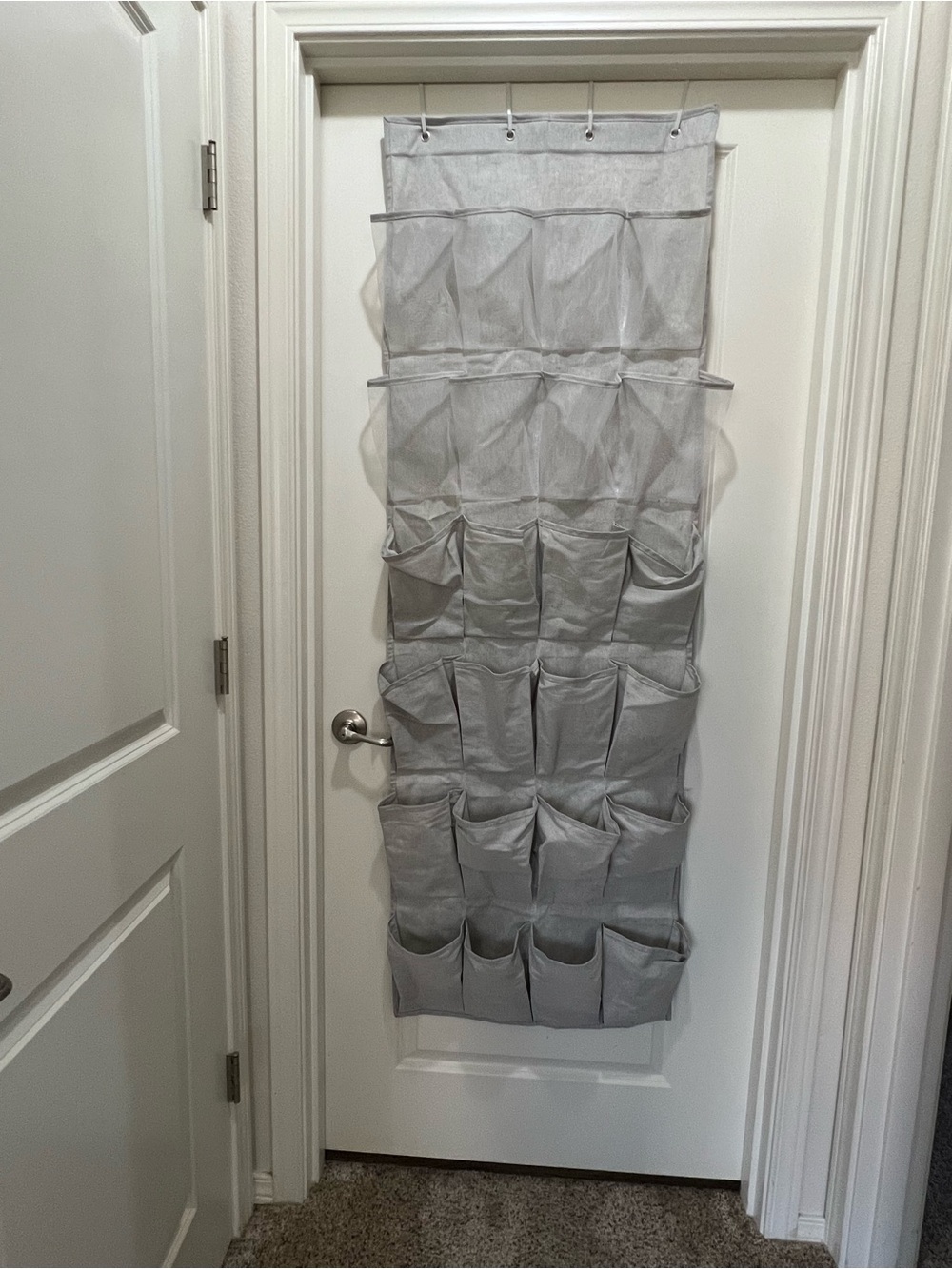 Multi-Pocket Over-the-Door Storage Organizer in Light Gray - Brand Unknown
